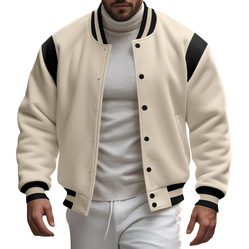 Men's Sporty College Jacket with Modern Design and Contrast Sleeves Skorter