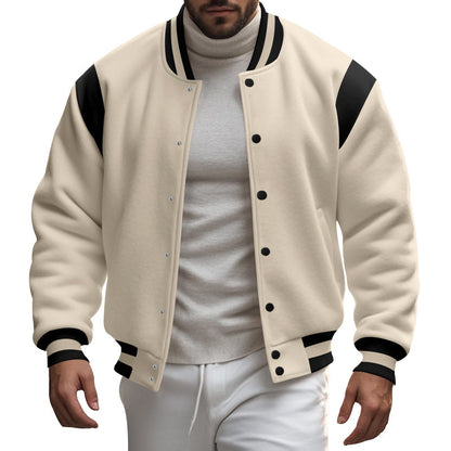 Men's Sporty College Jacket with Modern Design and Contrast Sleeves Skorter