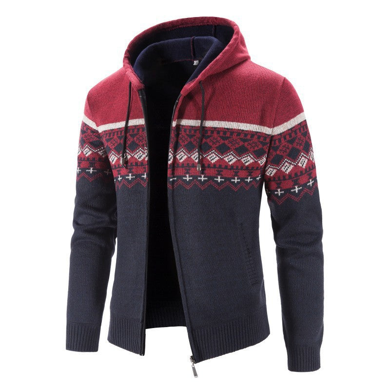 Men's cardigan with modern Norwegian pattern and high collar Skorter