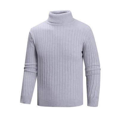 Men's elegant sweater with high collar and fine ribbed structure Skorter