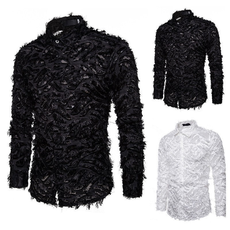 Men's Stylish Shirt with Textured Design Skorter