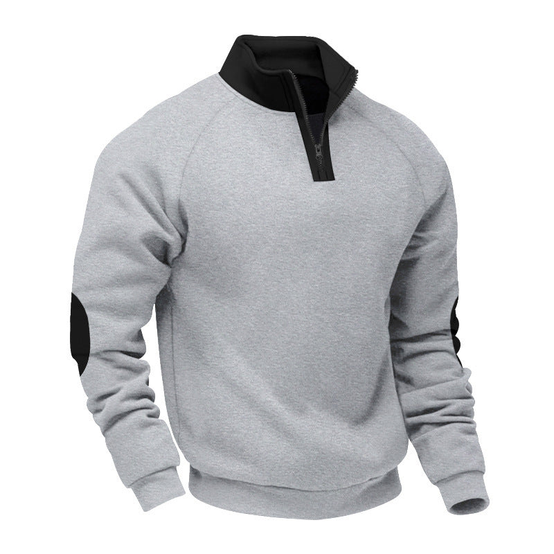 Men's sporty pullover with stand-up collar and practical zipper details Skorter