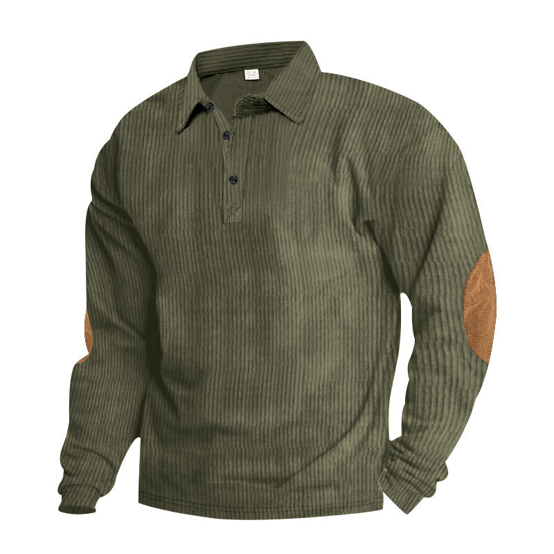 Men's Long Sleeve Shirt with Textured Surface and Trendy Leather Applications Skorter
