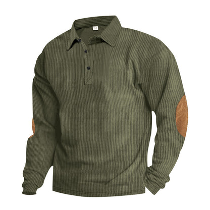 Men's Long Sleeve Shirt with Textured Surface and Trendy Leather Applications Skorter