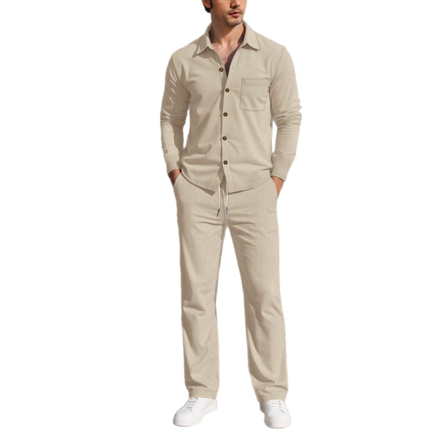 Men's stylish leisure suit set with comfortable cut and elegant button placket Skorter