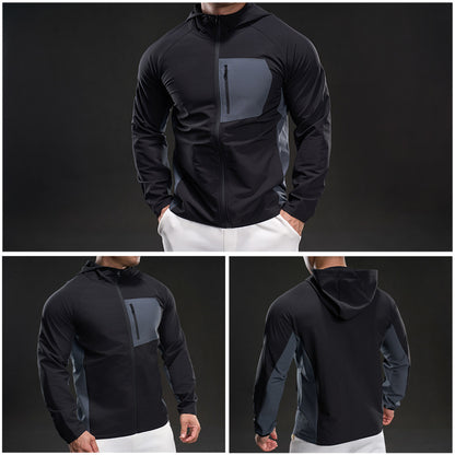 Andningsbar sportjacka för män med praktiska dragkedjefickor Skorter