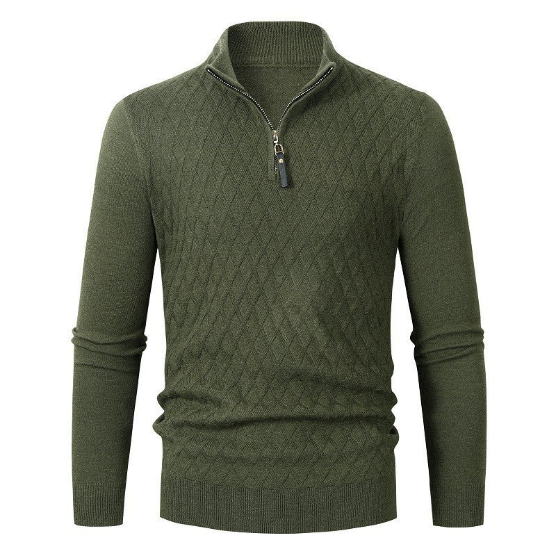 Men's sweater with modern diamond pattern and zipper Skorter