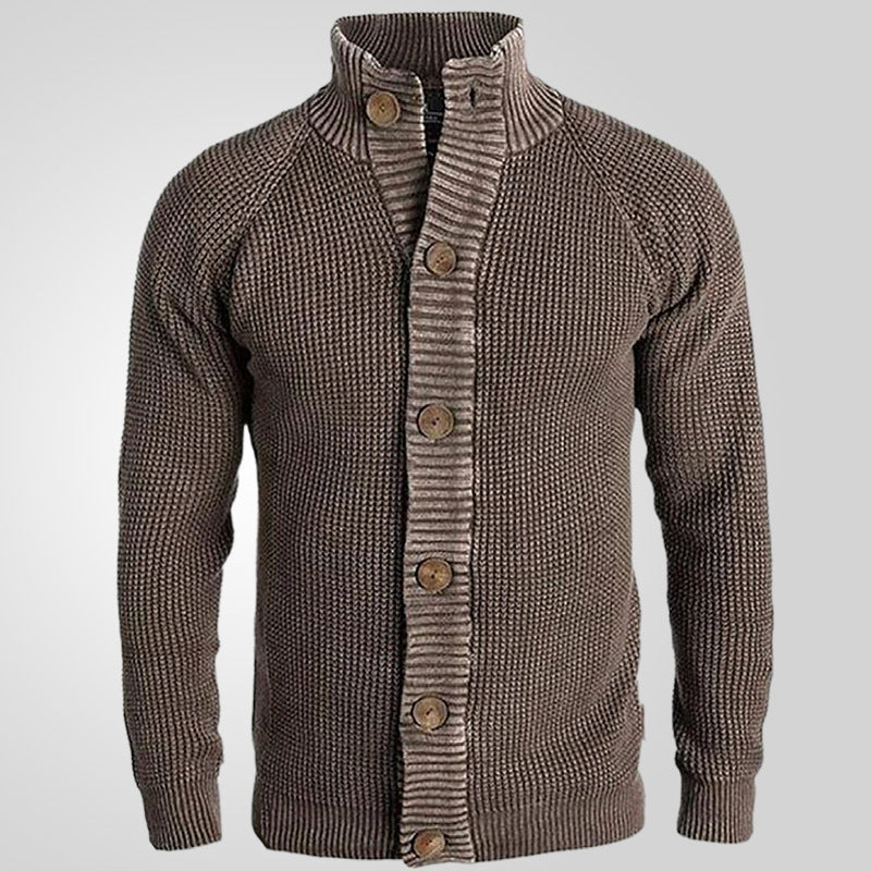Men's cardigan with modern waffle pattern and comfortable stand-up collar Skorter