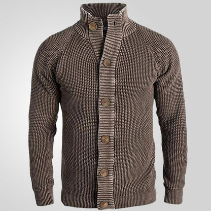 Men's cardigan with modern waffle pattern and comfortable stand-up collar Skorter
