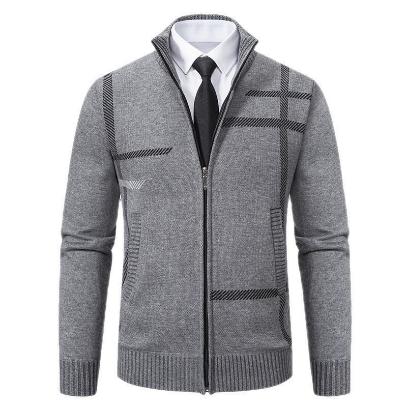 Herrkardigan med grafiska mönster och hög krage Skorter