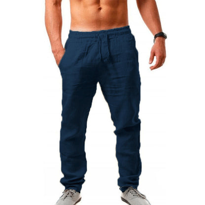 Men's airy linen pants in relaxed fit with practical drawstring Skorter