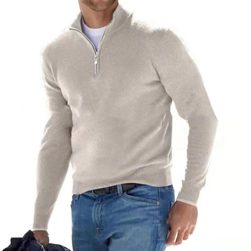 Men's elegant pullover with high collar and fine ribbed design Skorter