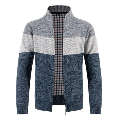 Men's cardigan with modern zipper and textured pattern Skorter
