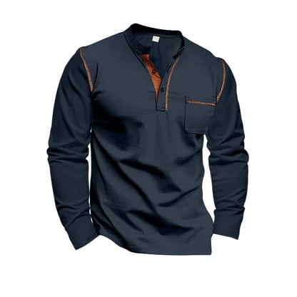 Men's long-sleeve shirt with structured collar and stylish pocket design Skorter