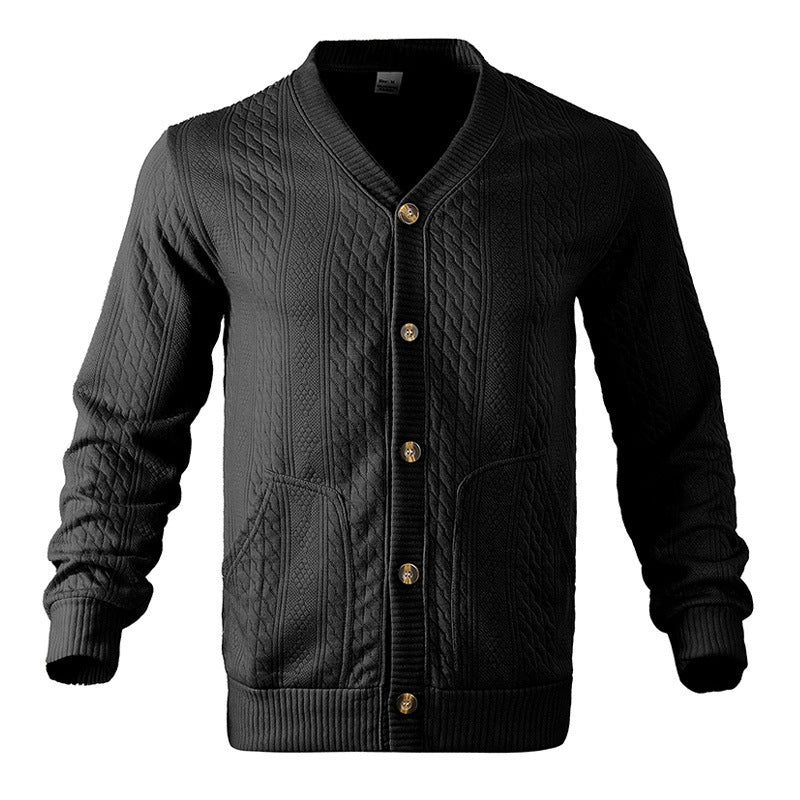 Men's cardigan with modern honeycomb pattern and practical pockets Skorter