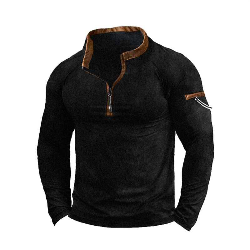 Men's sweater with half zipper and practical pockets Skorter