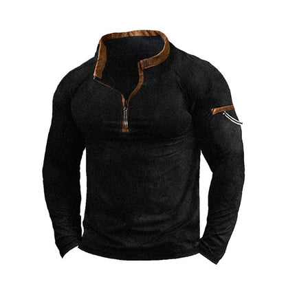 Men's sweater with half zipper and practical pockets Skorter