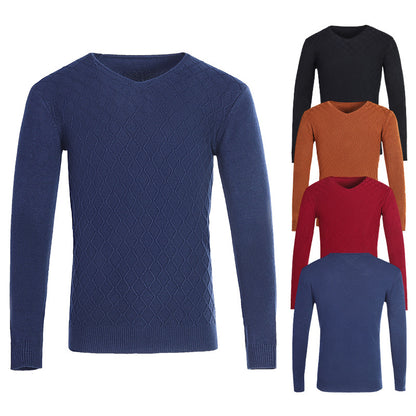 Men's V-neck sweater with textured pattern Skorter
