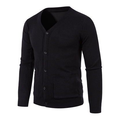Men's stylish cardigan with V-neck and practical pockets Skorter