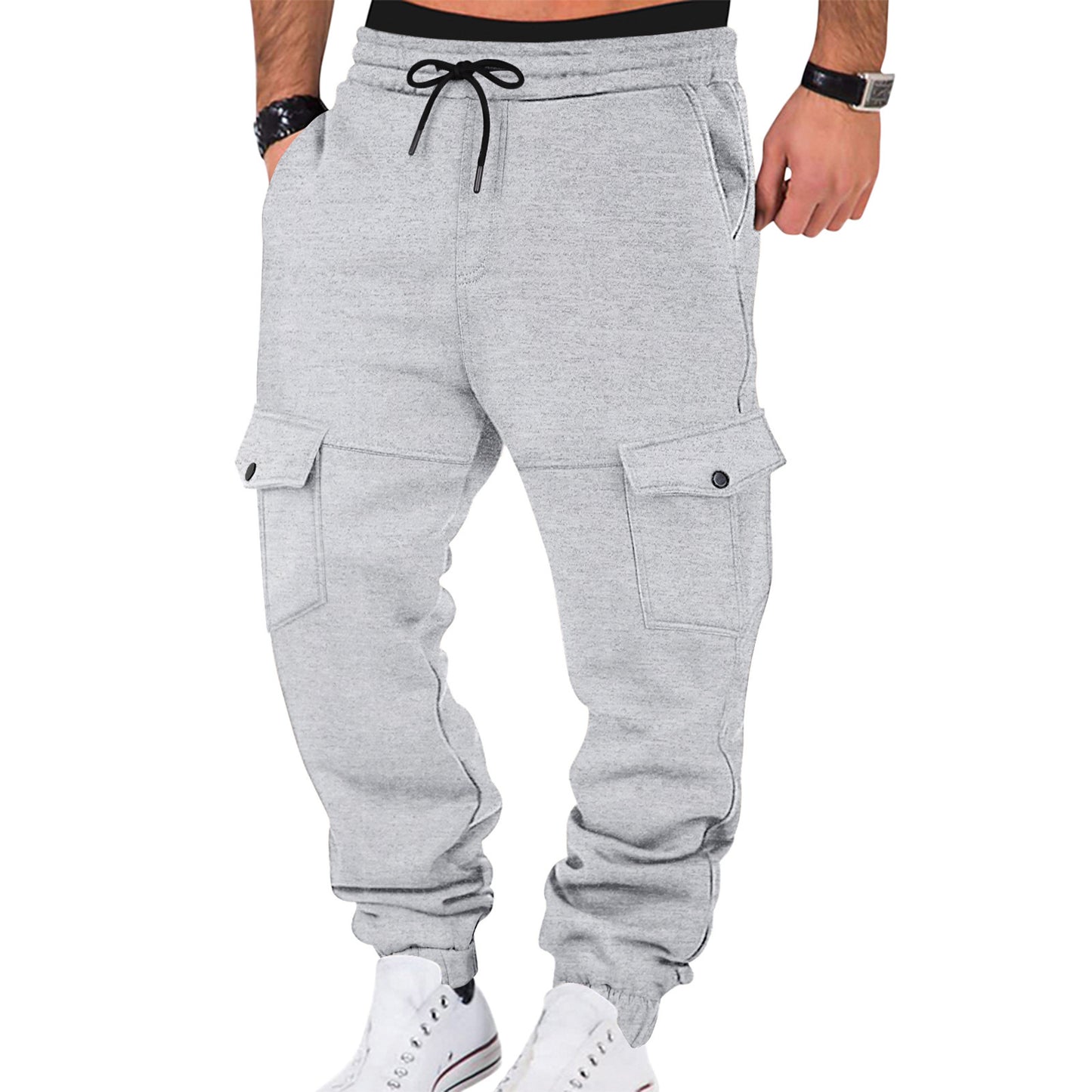 Men's cargo joggers with expanded pockets and elastic waistband Skorter