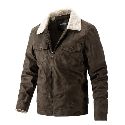 Men's transitional jacket with faux fur collar and practical chest pockets Skorter