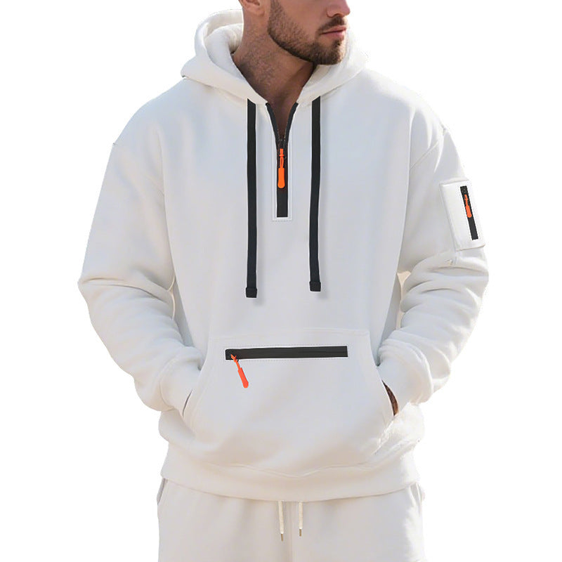 Men's stylish hoodie with innovative zipper elements Skorter