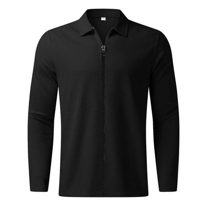 Men's sporty long sleeve T-shirt with zipper and breathable textured design Skorter