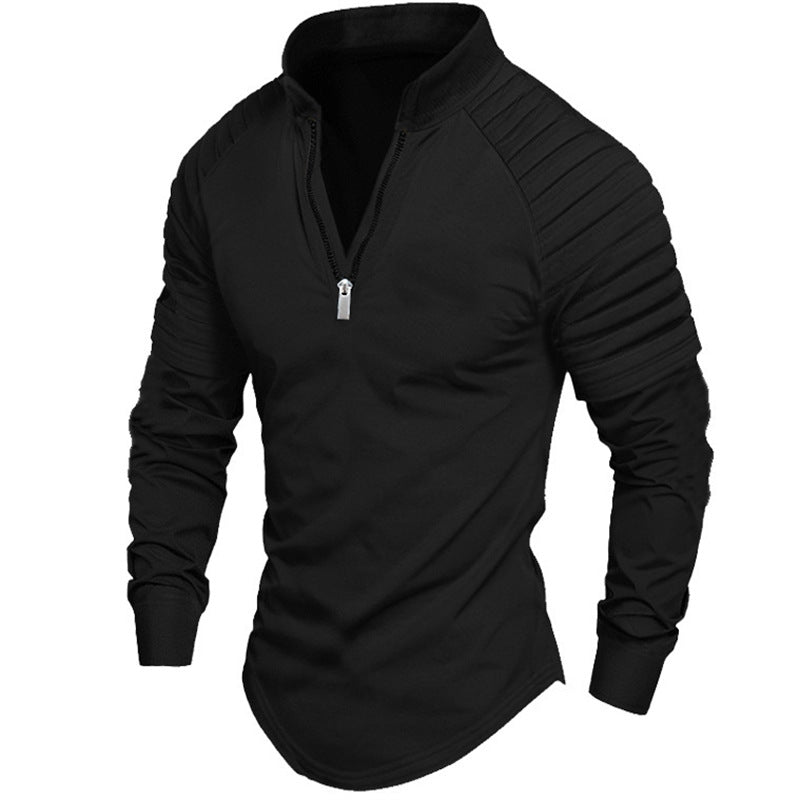 Men's sporty long-sleeve shirt with stand-up collar and zipper Skorter