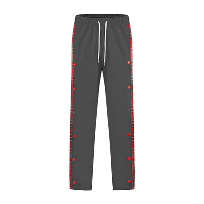 Men's Sporty Jogging Pants with Snap Button Design and Elastic Waistband Skorter