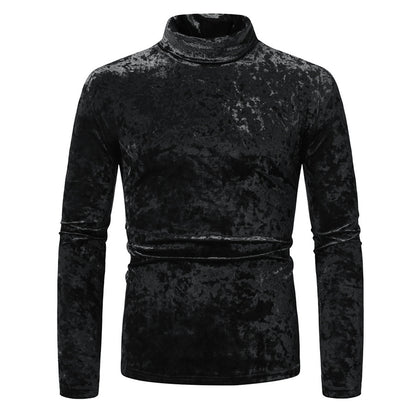 Men's Velvet Turtleneck Sweater with Elegant Design Skorter