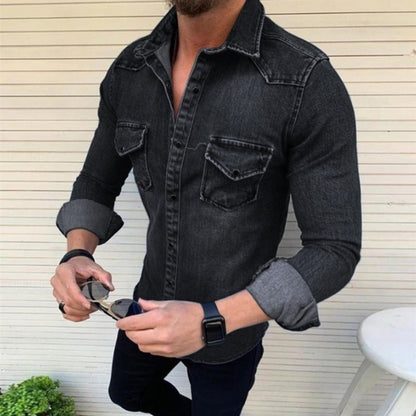 Men's Denim Shirt with Modern Cut and Practical Breast Pockets Skorter