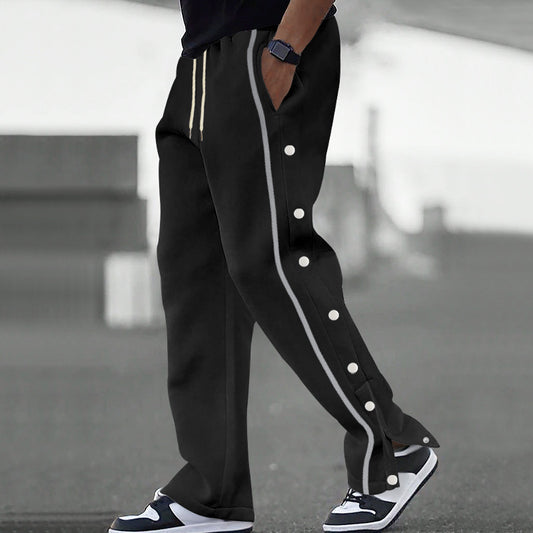 Men's Sporty Loose Jogging Pants with Snap Buttons Skorter