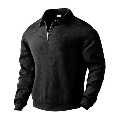Men's sporty pullover with standing collar and attractive textured pattern Skorter