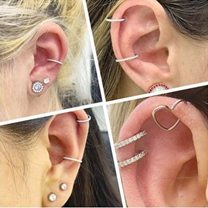 Skorter | Titanium labret with diamond-set seamless ear cartilage ring