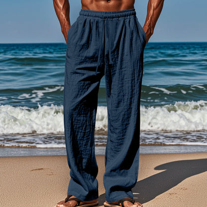 Men's airy beach pants with elastic waistband and practical side pockets Skorter