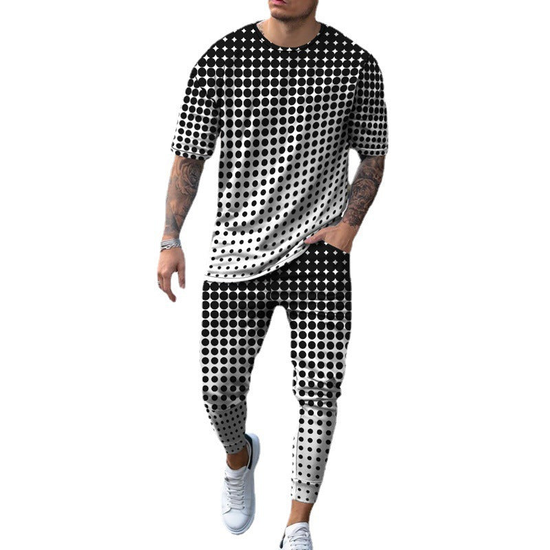 Men's stylish leisure set with dots Skorter