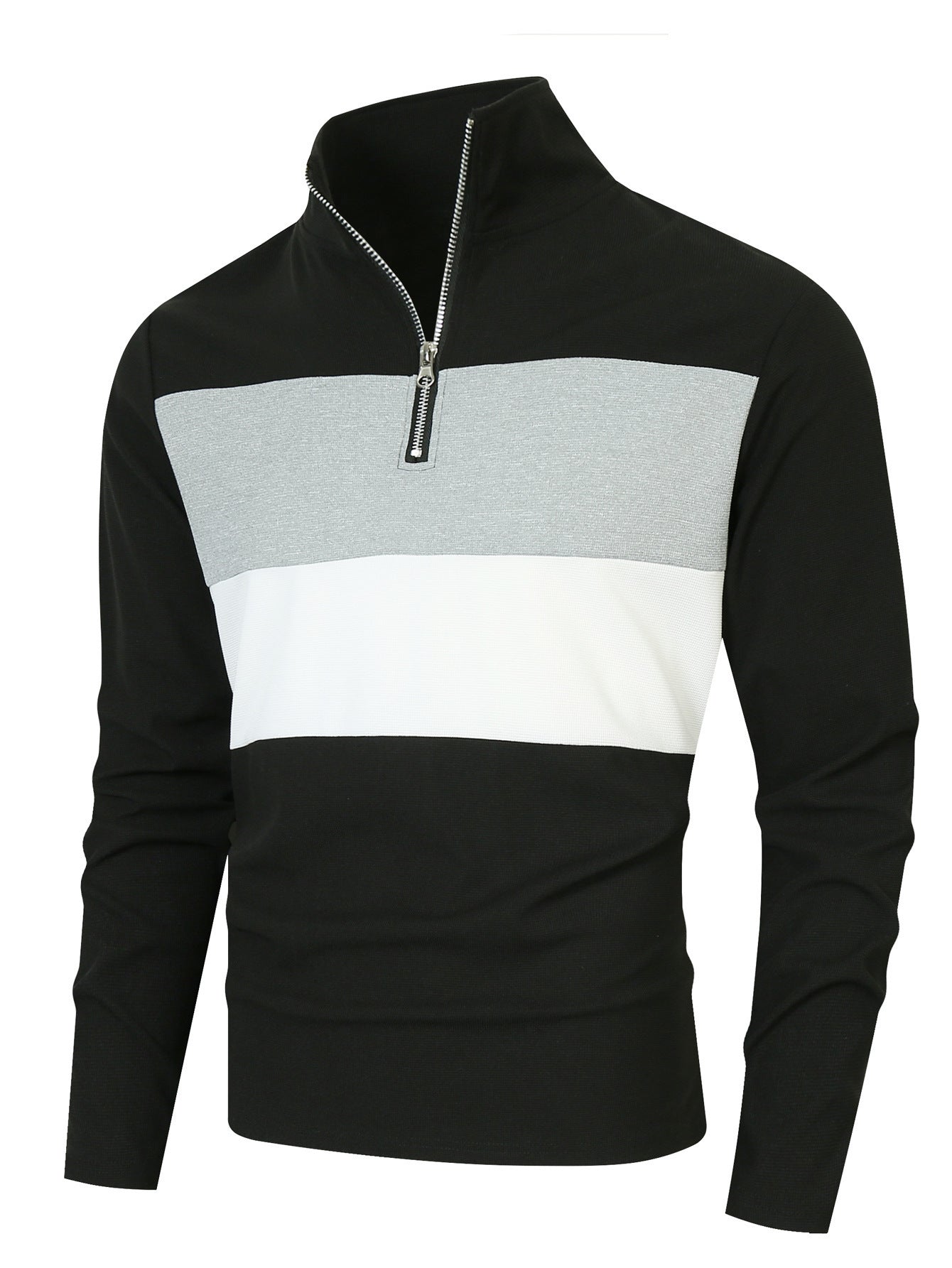 Men's sporty pullover with stand-up collar and deep zipper Skorter