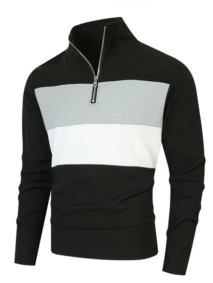 Men's sporty pullover with stand-up collar and deep zipper Skorter