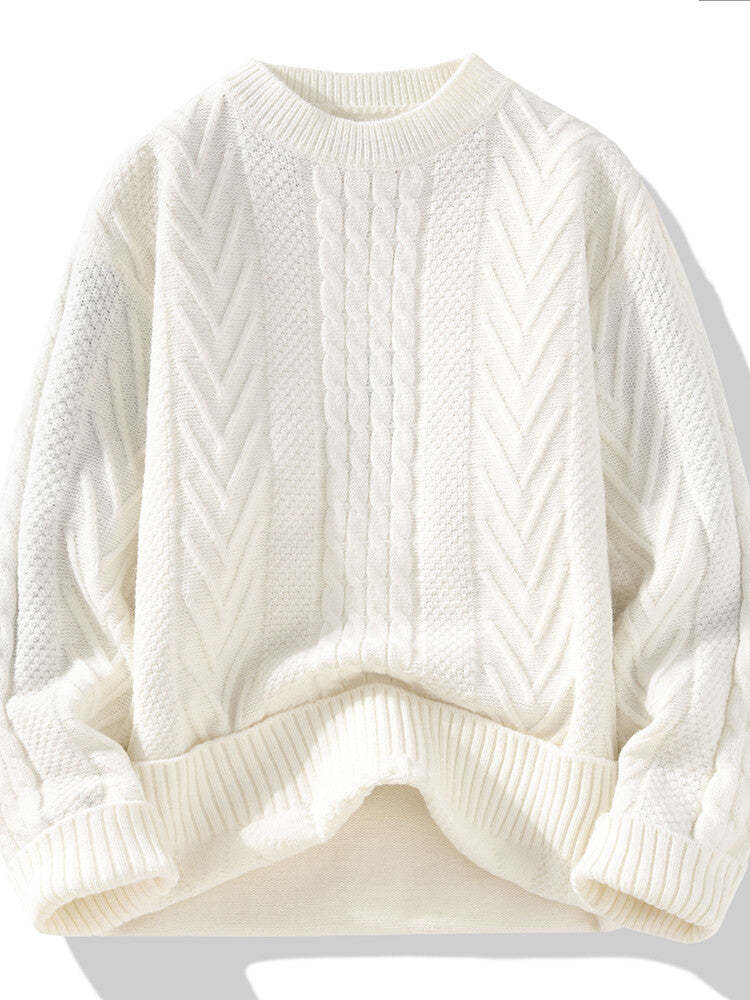 Men's chunky knit sweater with cable pattern and casual cut Skorter