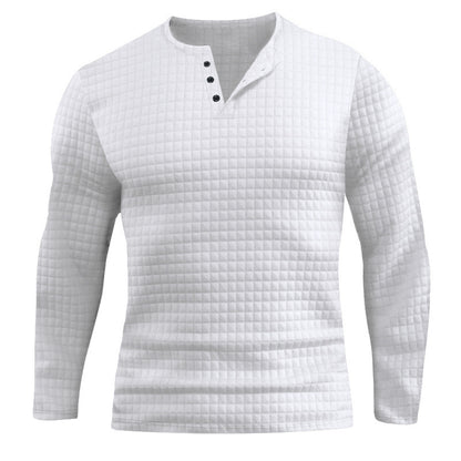 Men's Long Sleeve Shirt with Textured Design and Fashionable Button Closure Skorter