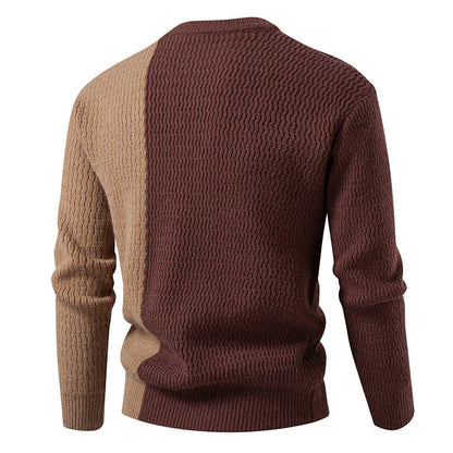 Men's chunky knit sweater with asymmetric pattern and decorative detail Skorter