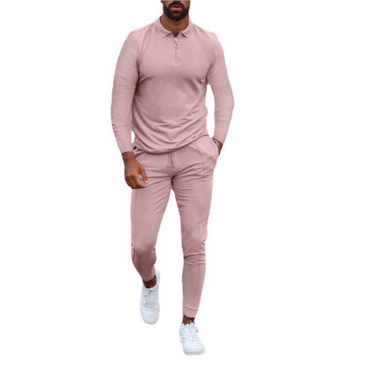 Men's sporty set with modern stand-up collar and functional zipper Skorter