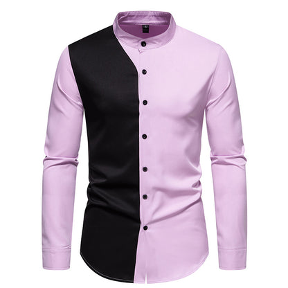 Men's stylish long sleeve shirt with chic color block design Skorter