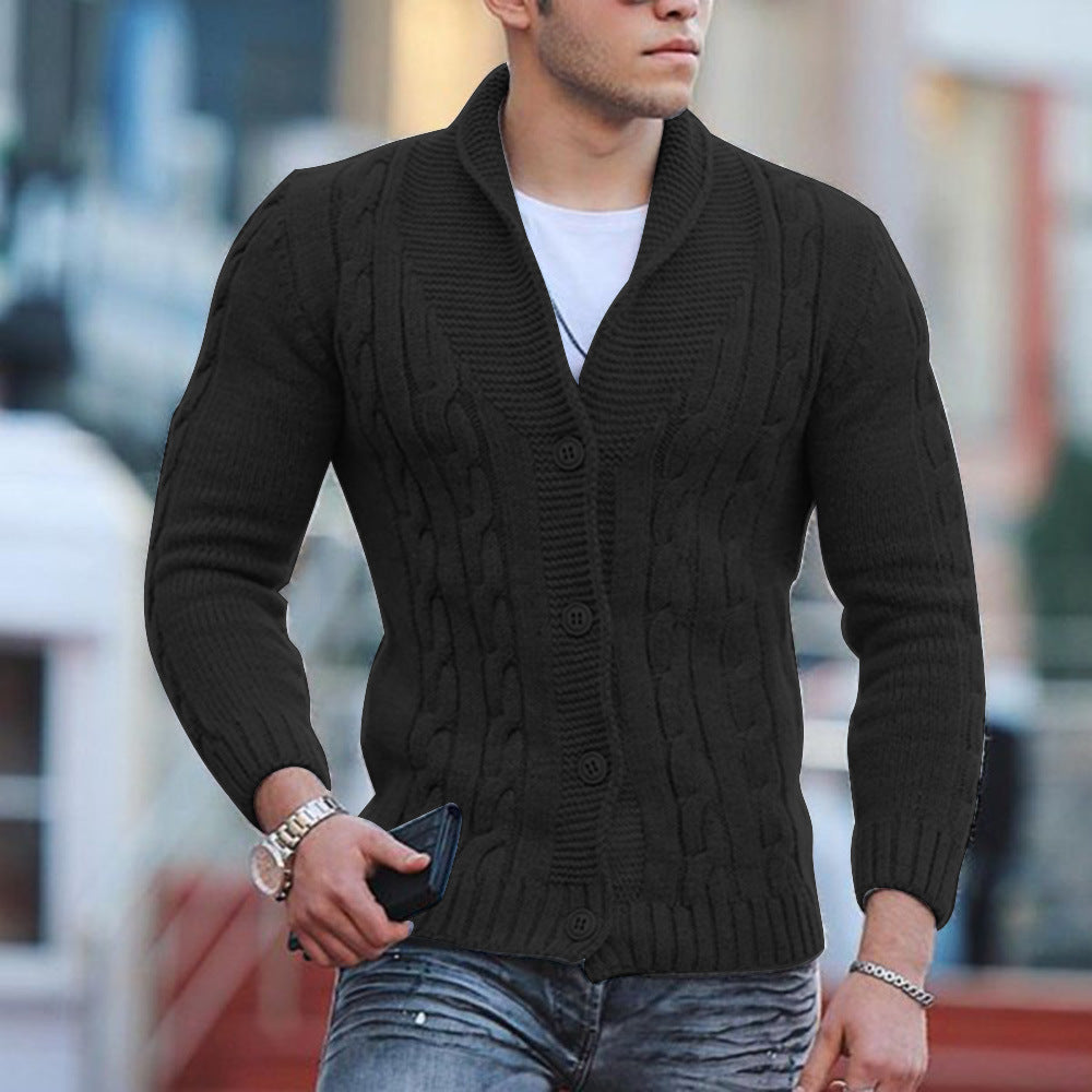 Men's cardigan with unique cable pattern and trendy shawl collar Skorter