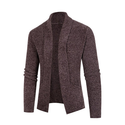 Men's cardigan with modern shawl collar and fine textured pattern Skorter
