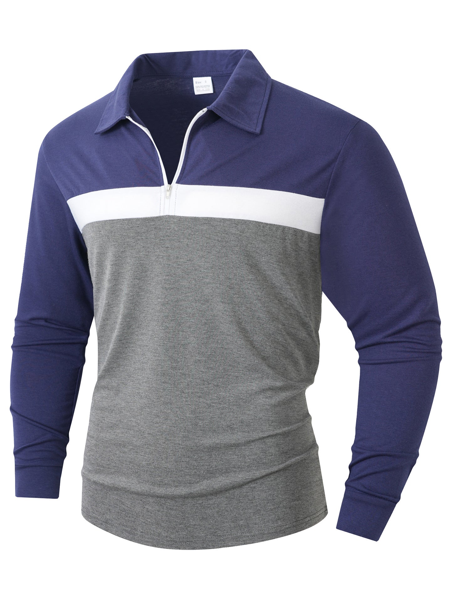 Men's Sporty Long Sleeve Shirt with Zipper Skorter