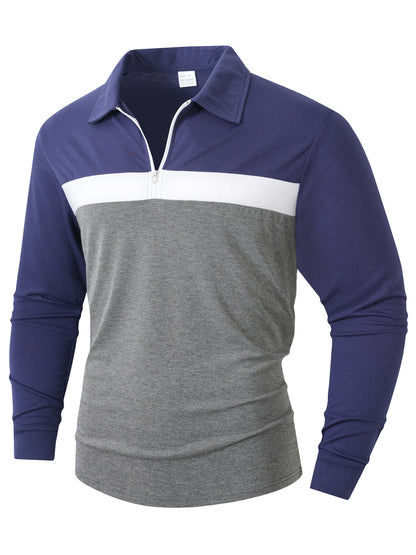 Men's Sporty Long Sleeve Shirt with Zipper Skorter