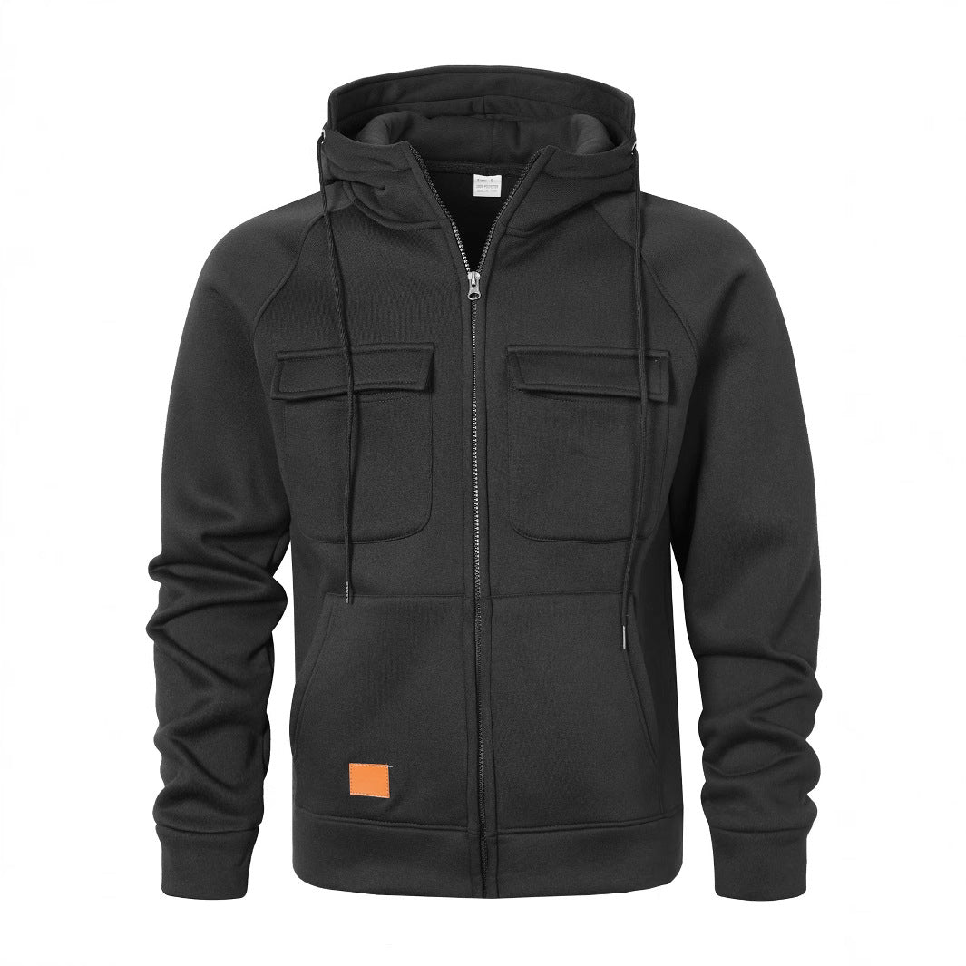 Men's Stylish Hooded Jacket with Practical Pockets and Zipper Skorter