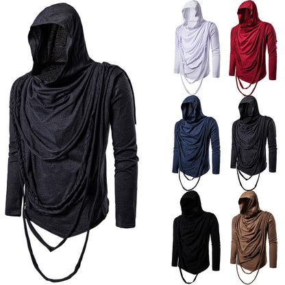 Asymmetrisk hoodie med dekorativa detaljer för män, skorter