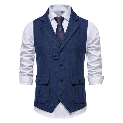 Men's suit vest in modern herringbone design with practical pockets Skorter